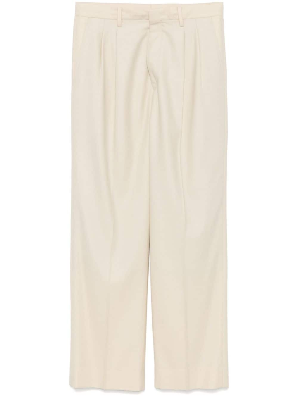 Shop Auralee Wool Trousers In Neutrals