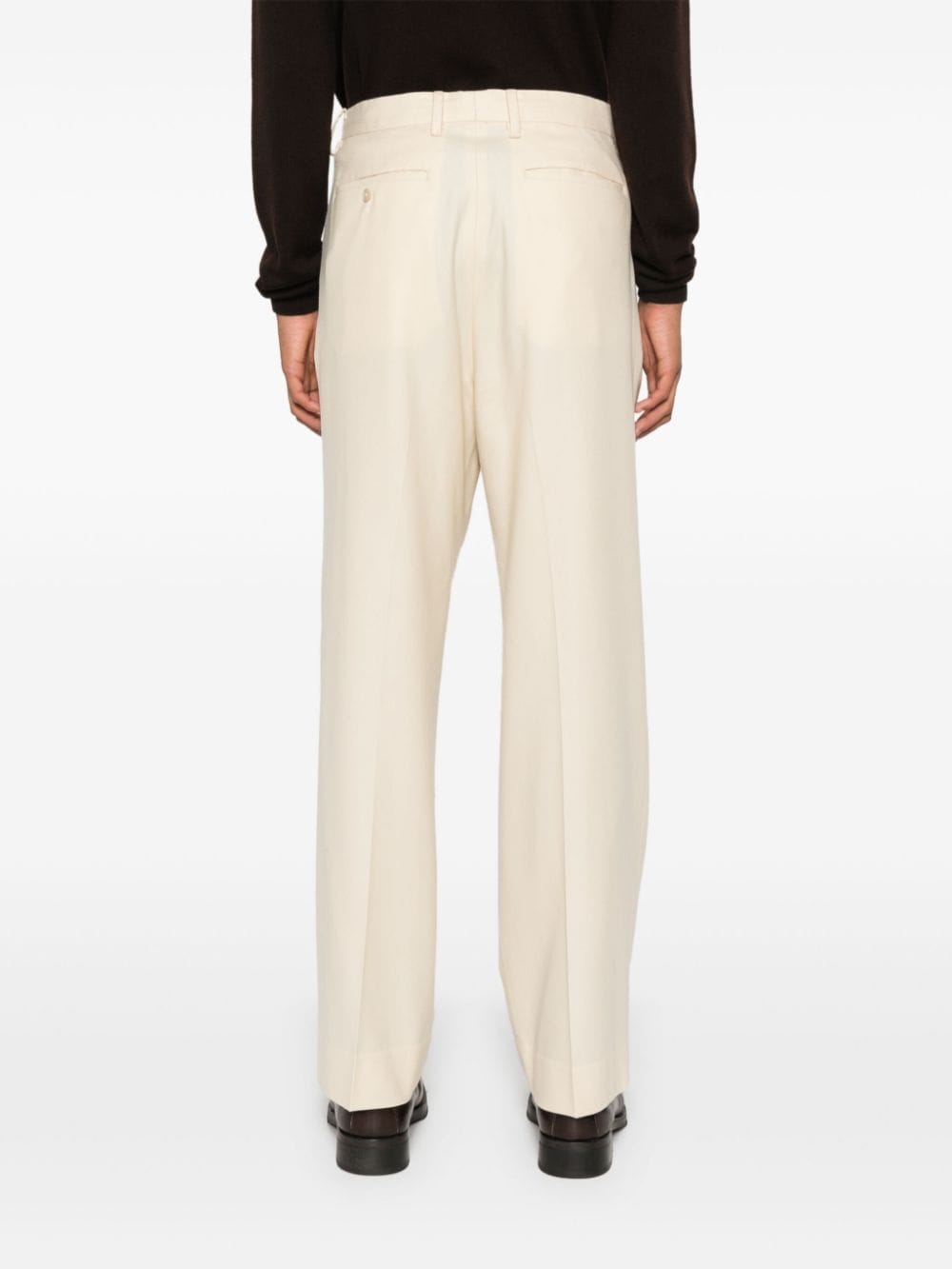 Shop Auralee Wool Trousers In Neutrals