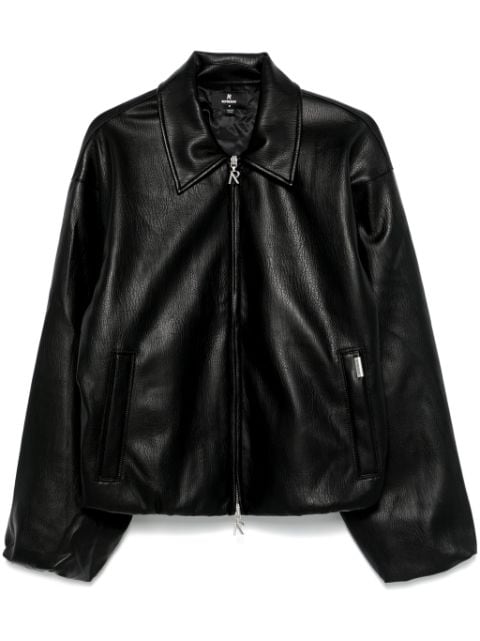 Represent faux-leather bomber jacket