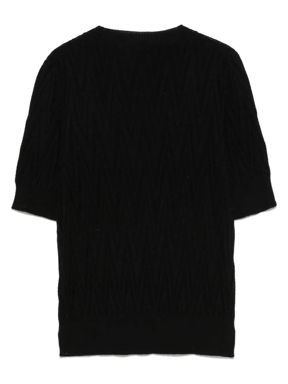 D Exterior Chevron-knit Sweater In Black