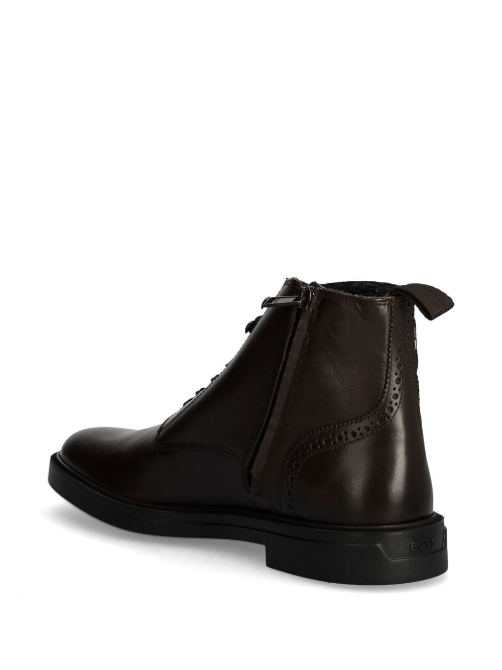 Shop Hugo Boss Leather Ankle Boots In 褐色