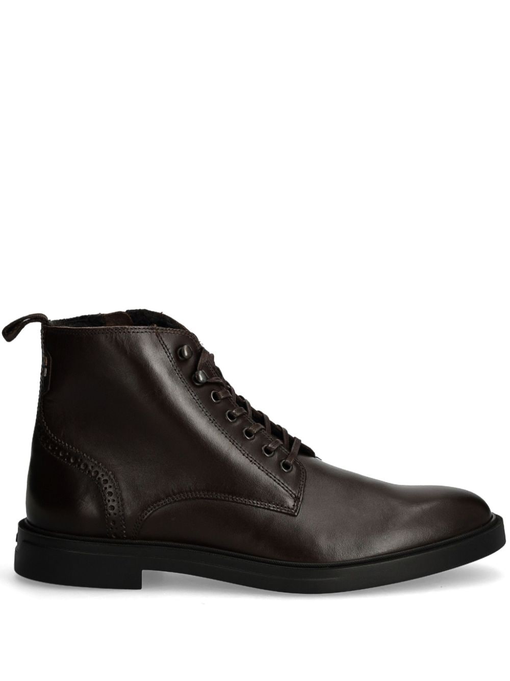 Shop Hugo Boss Leather Ankle Boots In 褐色