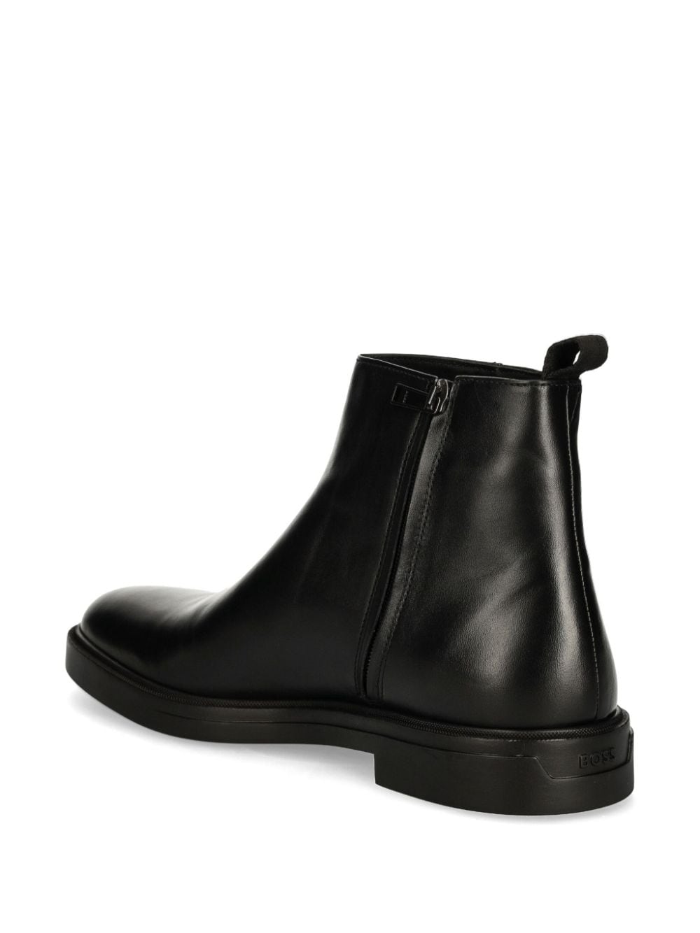 Shop Hugo Boss Leather Ankle Boots In 黑色