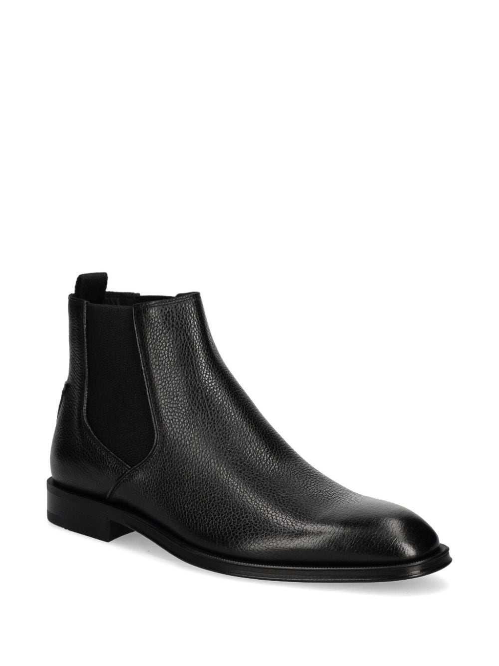 Shop Hugo Boss Leather Chelsea Boots In 黑色