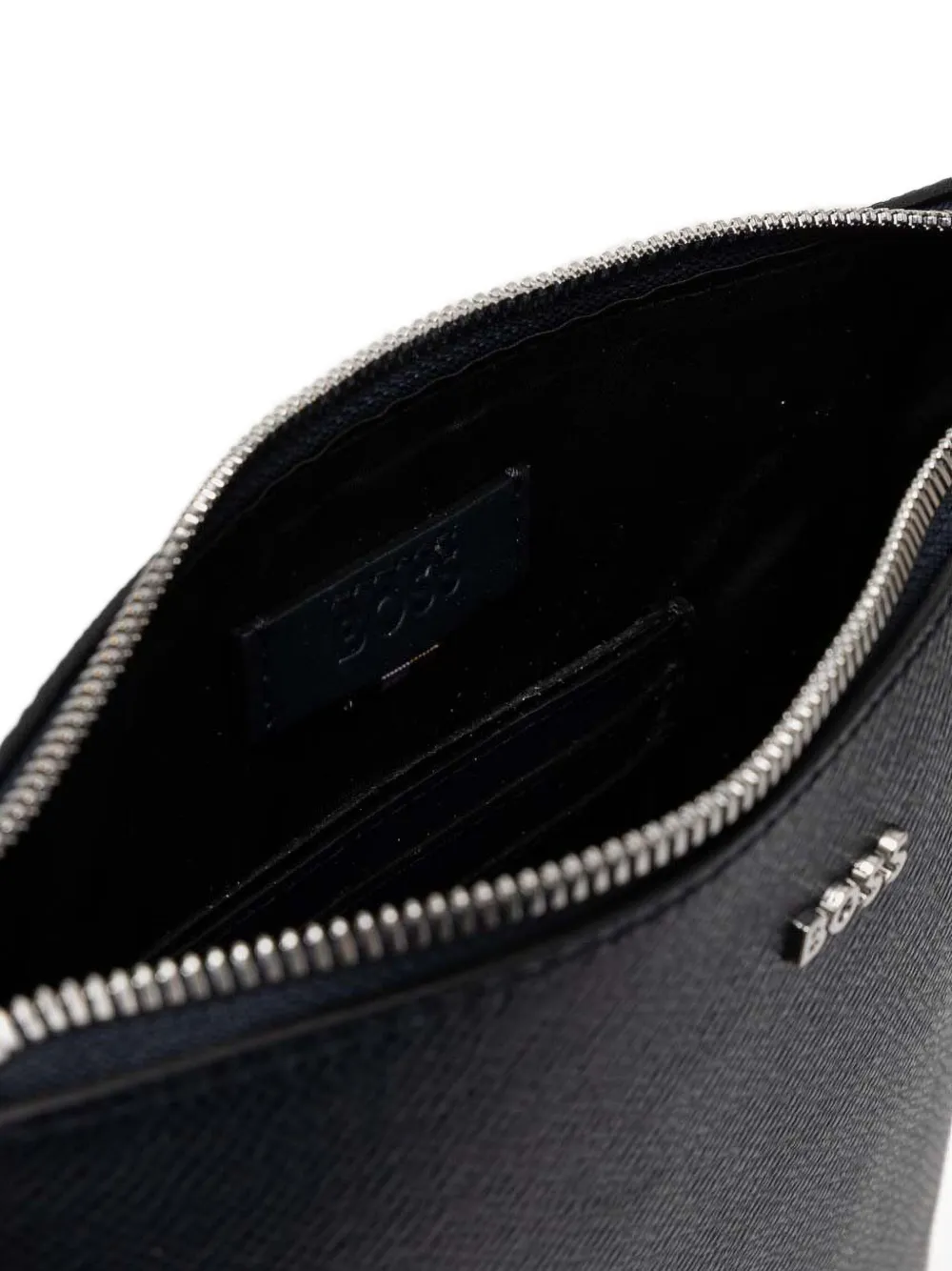 BOSS Leren crossbodytas met textuur Blauw