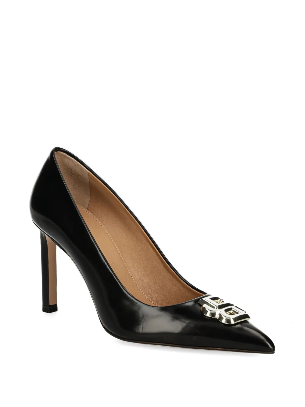 BOSS 100mm logo-plaque pumps Black