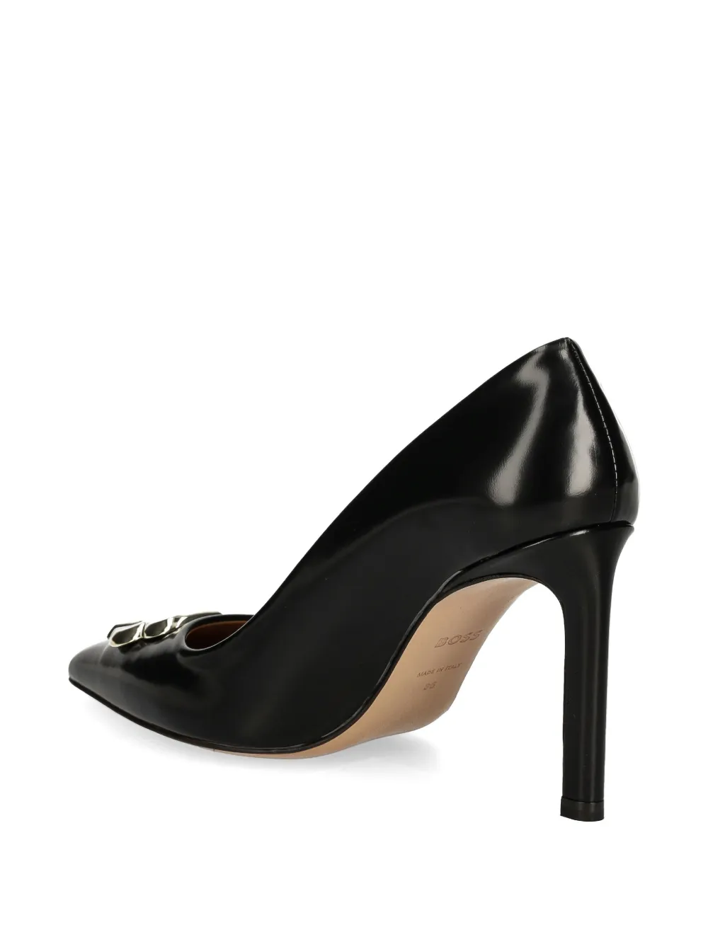 BOSS 100mm logo-plaque pumps Black