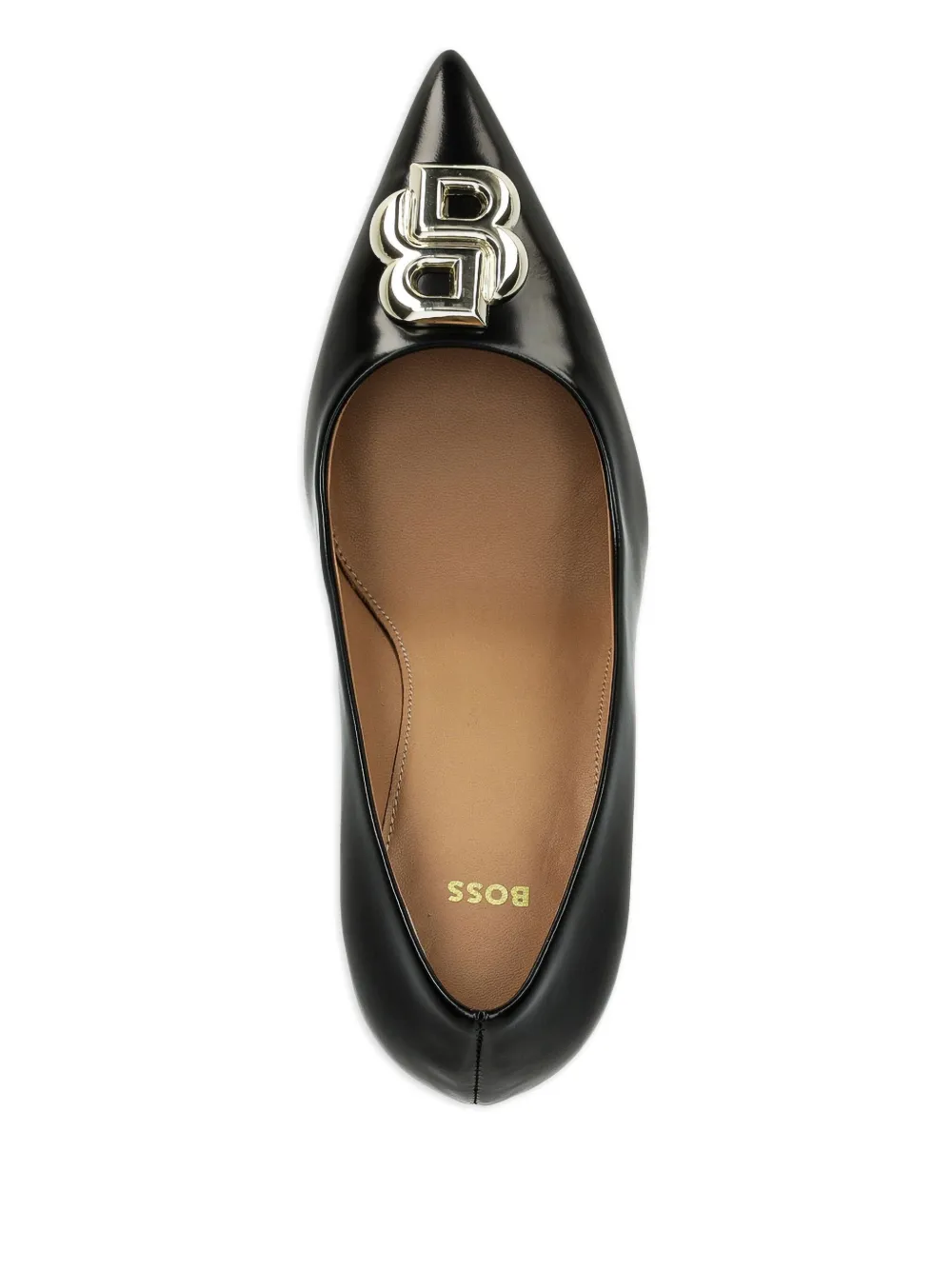 BOSS 100mm logo-plaque pumps Black