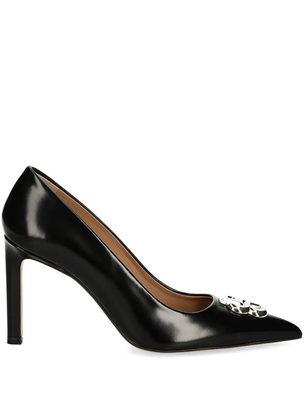 BOSS 100mm logo-plaque pumps Black