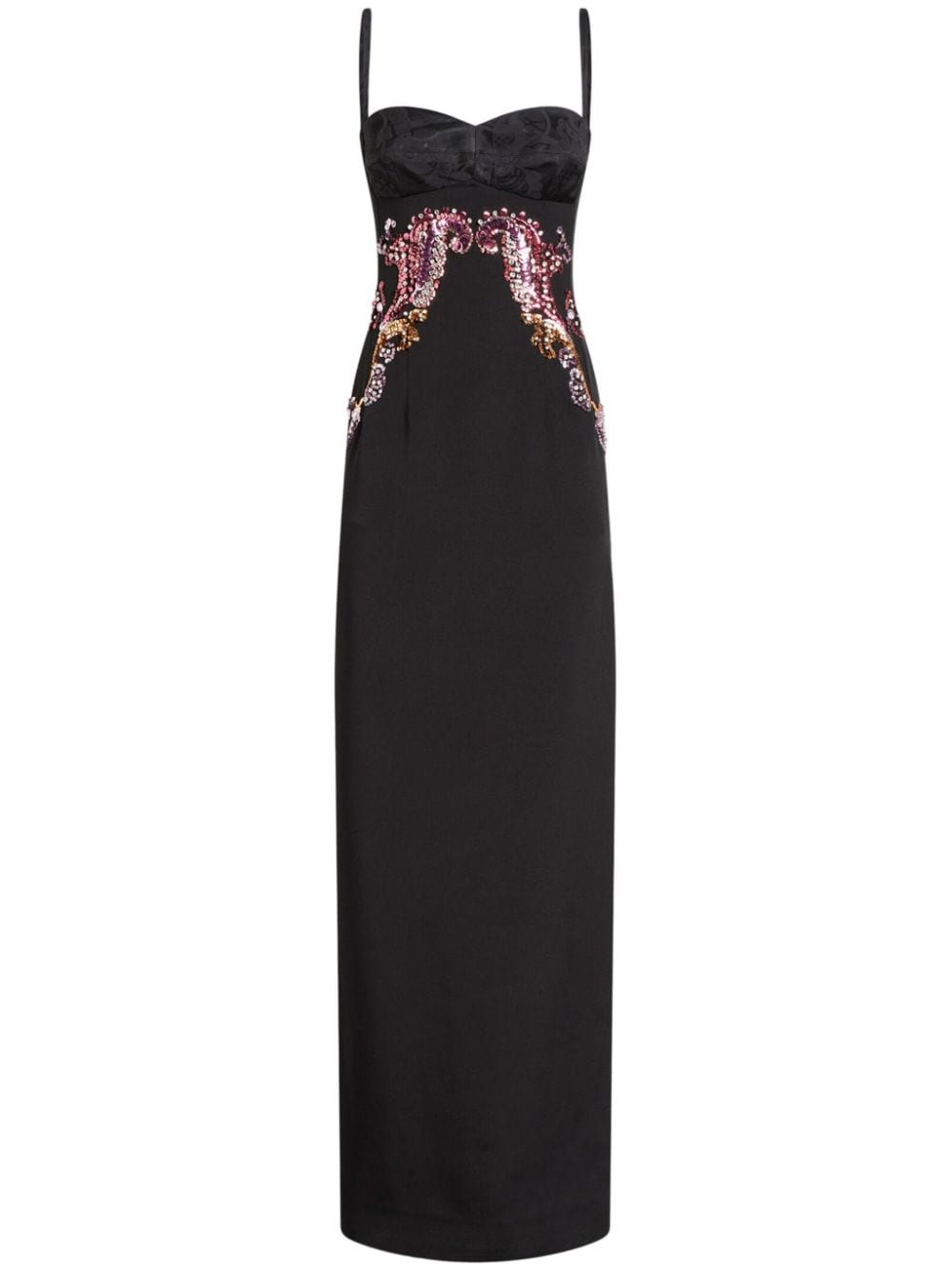 Etro Embroidered Silk Dress In Black