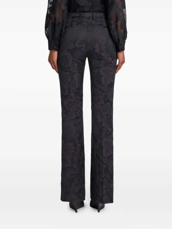 パンツ Etro Black Palazzo Pants In Lana Jacquard ETRO tonal-design Jacquard Trousers | Black | FARFETCH
