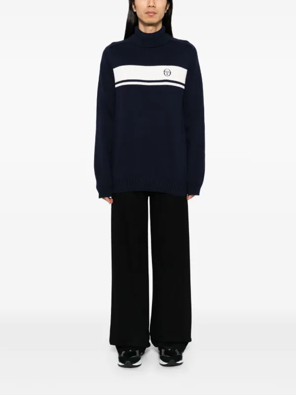 Sergio Tacchini ポロシャツ Lサイズ ストライプ Sergio Tacchini ポロシャツ L 青系ストライプ
