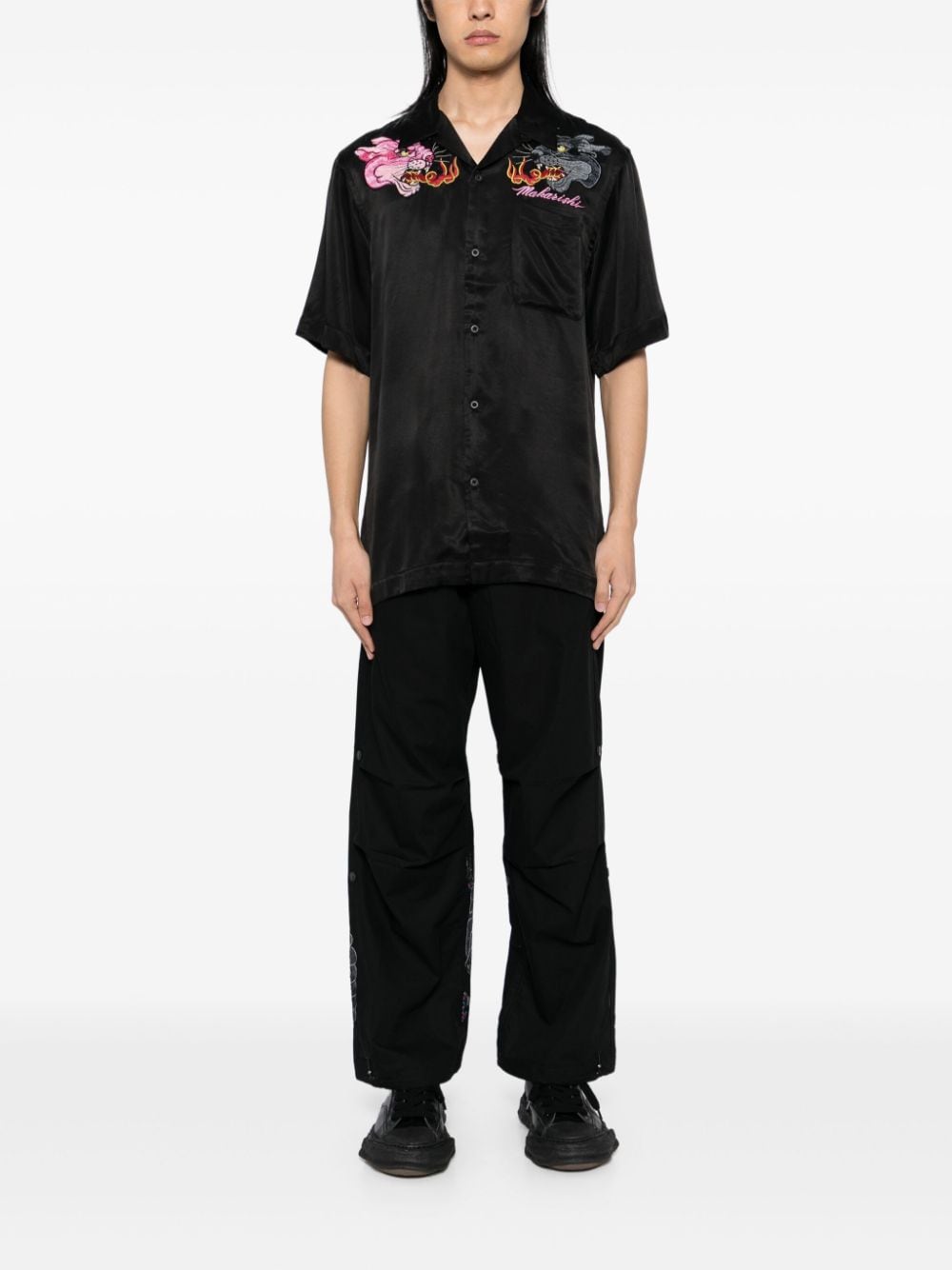 Shop Maharishi Cyber Skeleton Loose Pants In Black