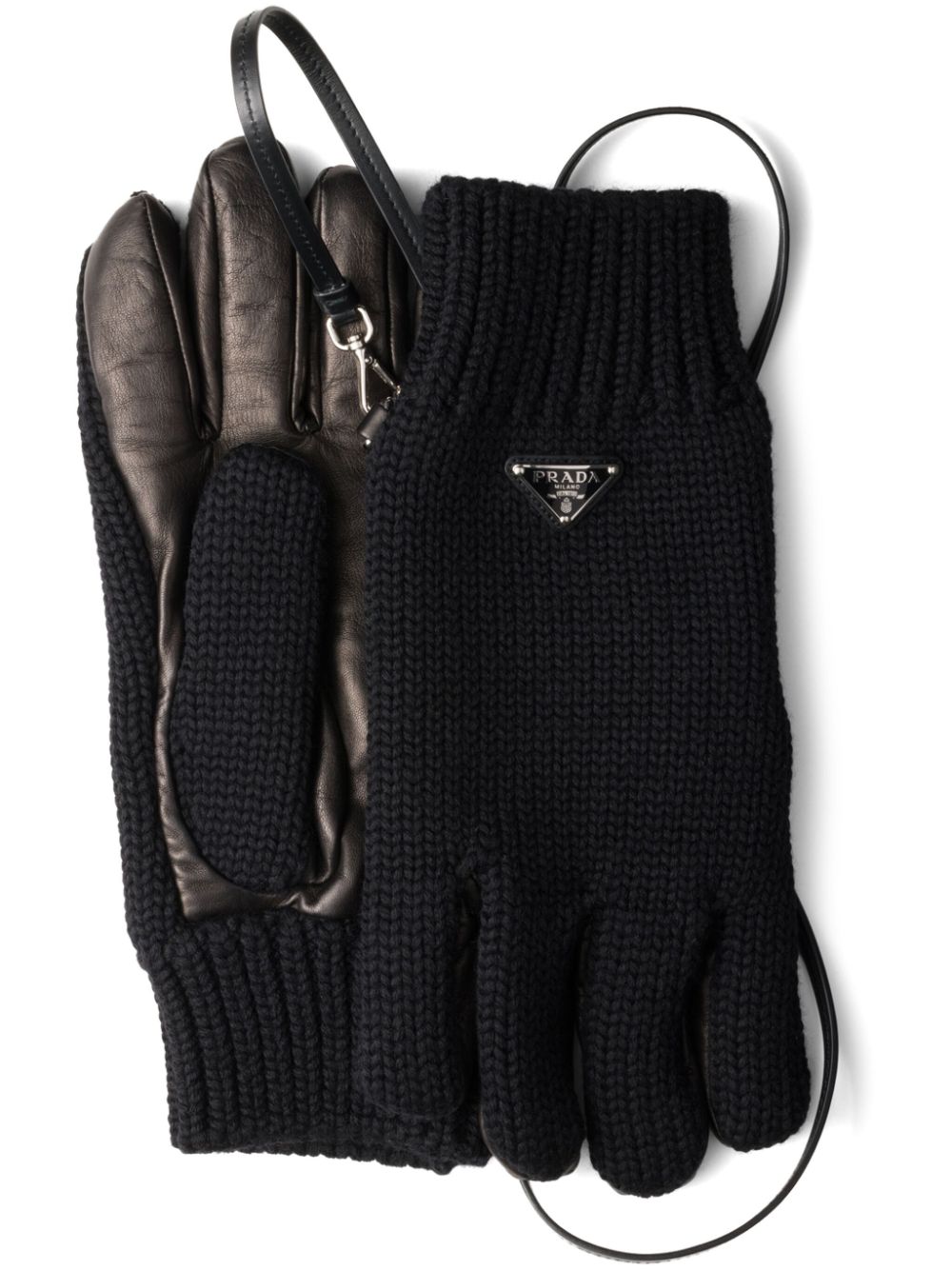 Prada panelled gloves – Black