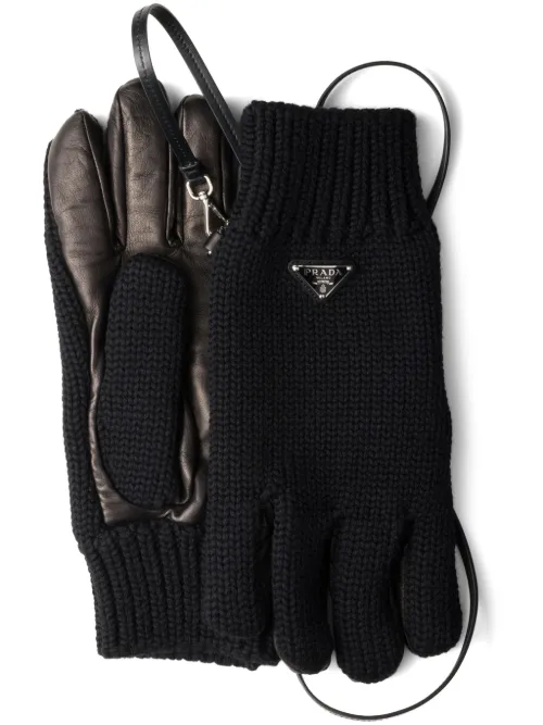 Prada gants à empiècements - Noir - Prada - Modalova