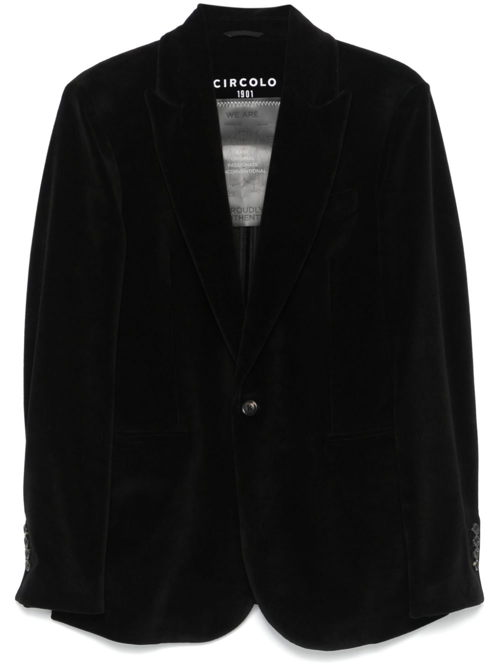 Shop Circolo 1901 Velour Blazer In Black