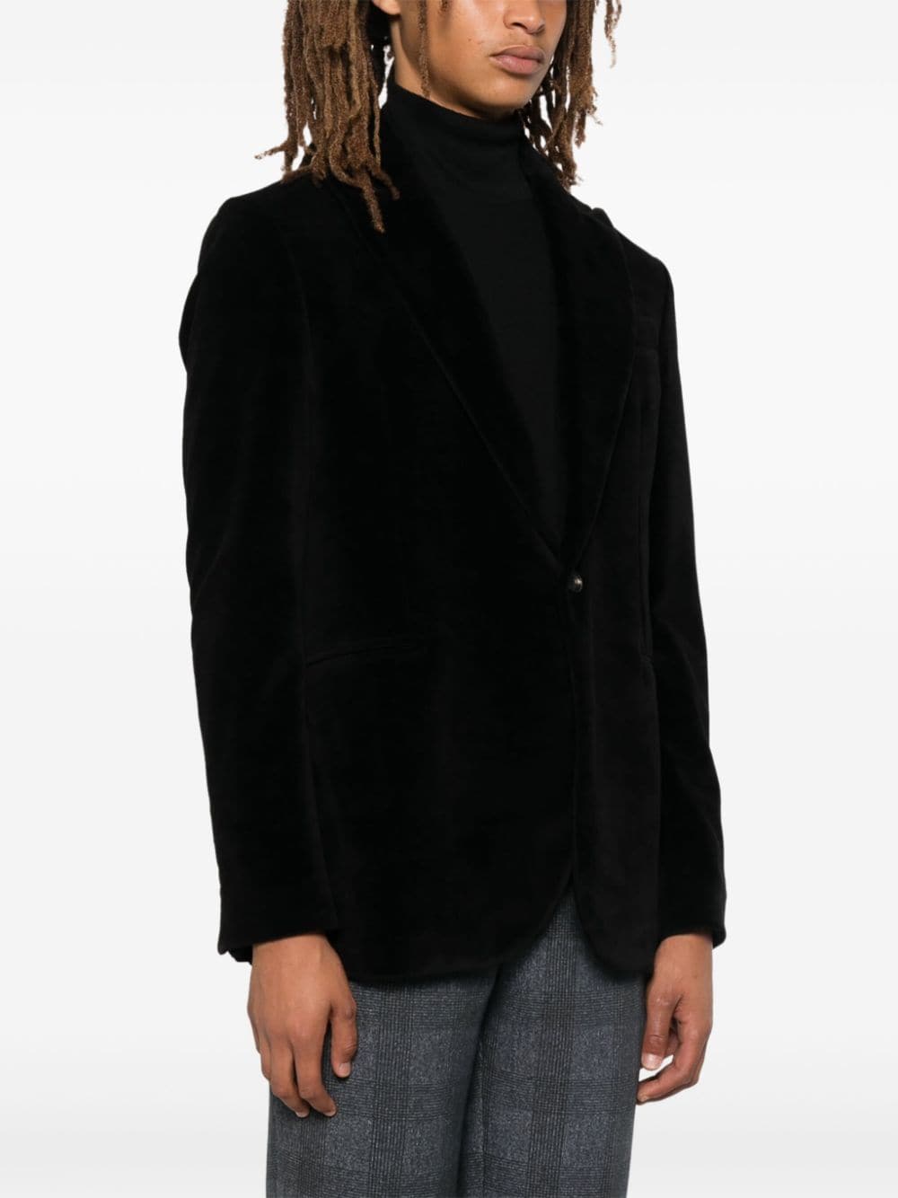 Shop Circolo 1901 Velour Blazer In Black