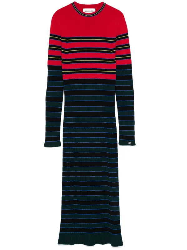 Sonia Rykiel Paris Striped Knitted Midi Dress - Blue