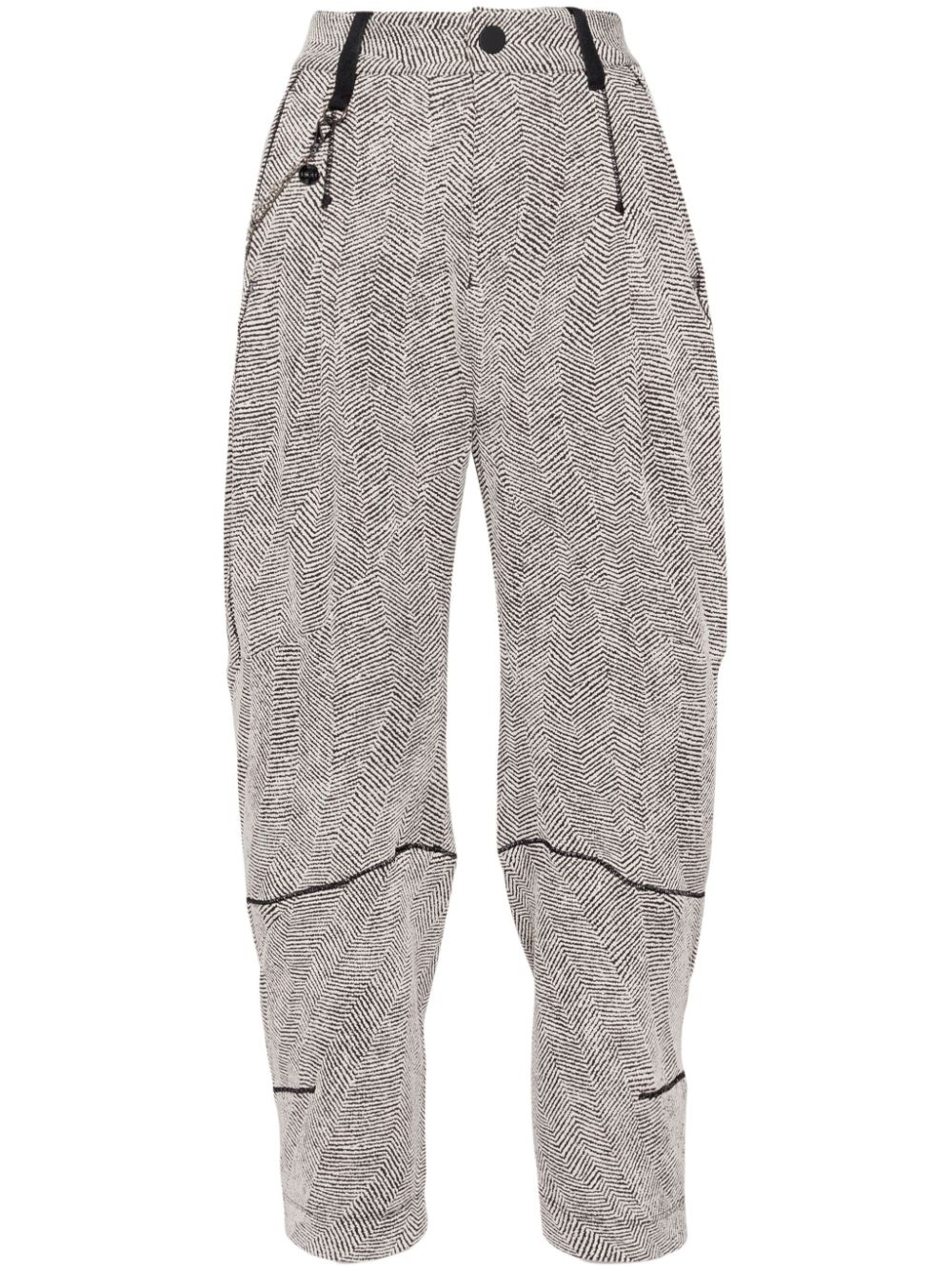 herringbone tapered trousers