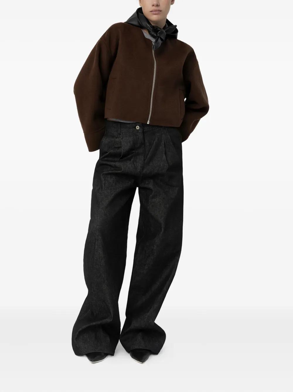 Meotine Karla Cropped Jacket In Brown