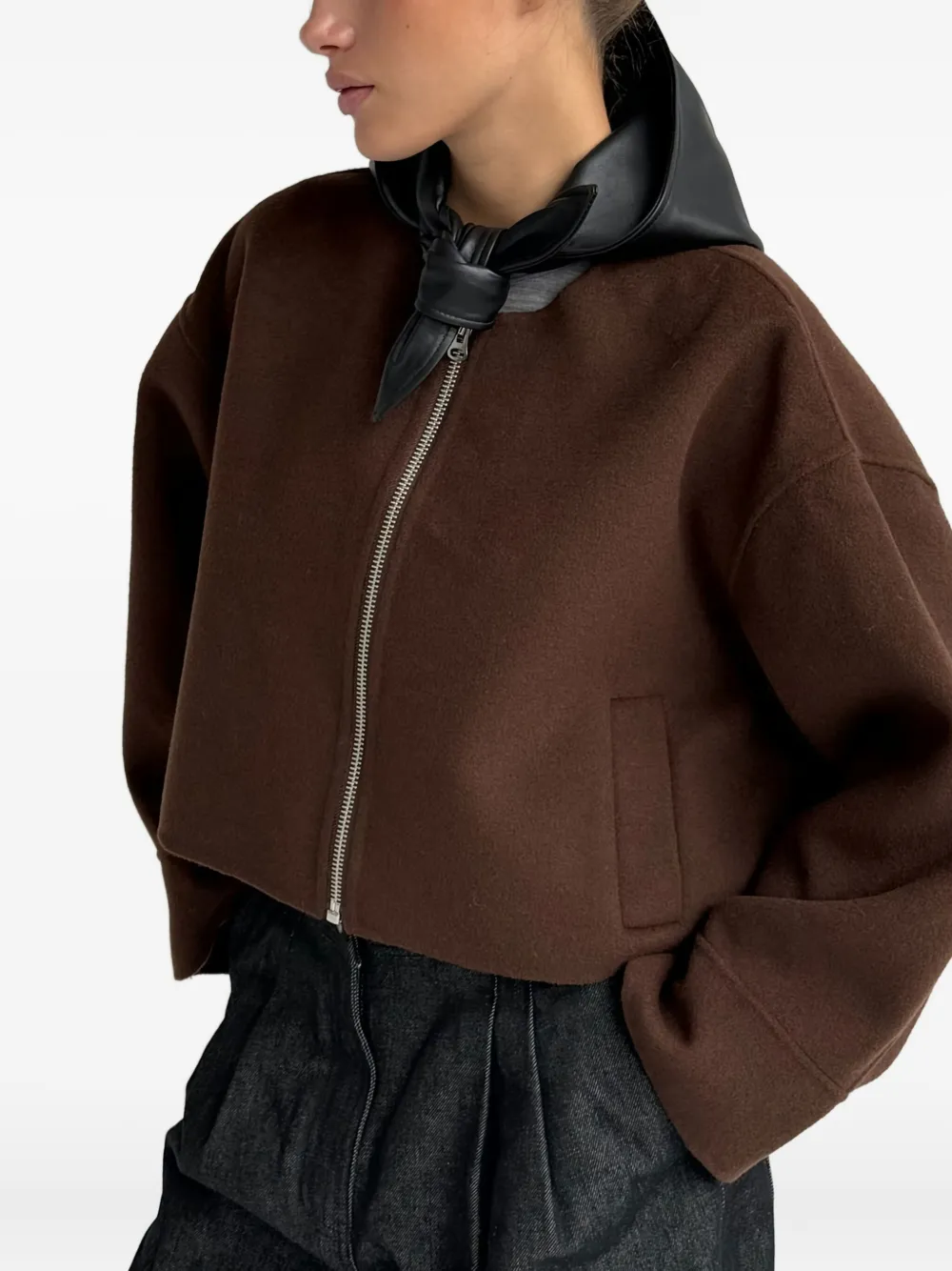 Meotine Karla Cropped Jacket In Brown