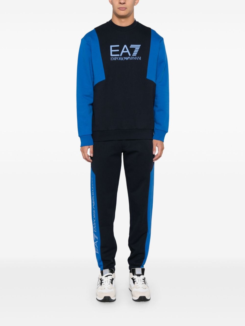 Ea7 Emporio Armani Sweater met colourblocking - Blauw