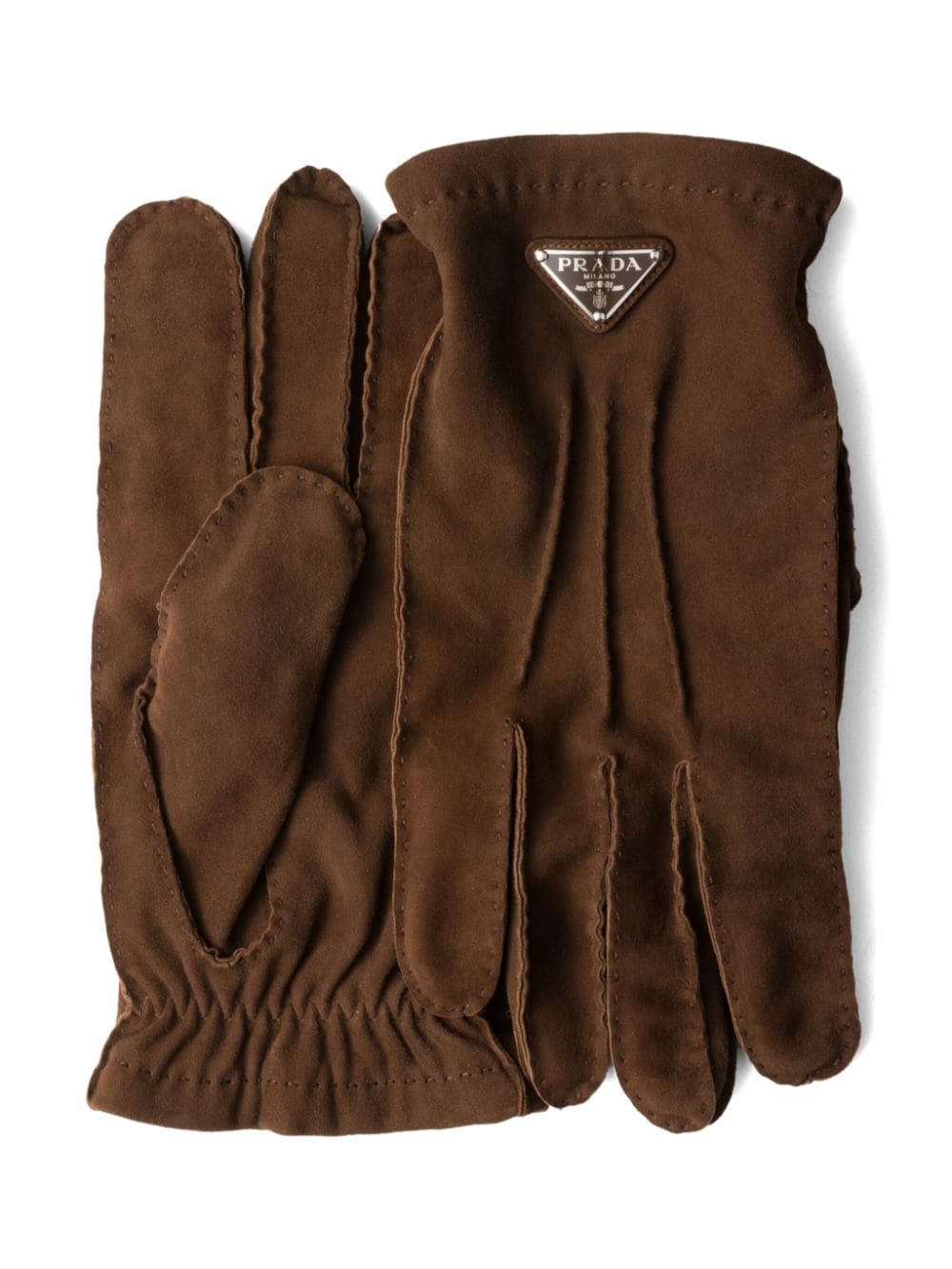 Shop Prada Suede Gloves In Brown