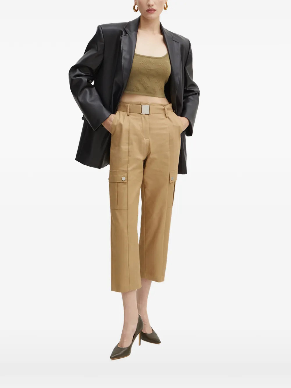 Pinko Logo-jacquard Top In Green