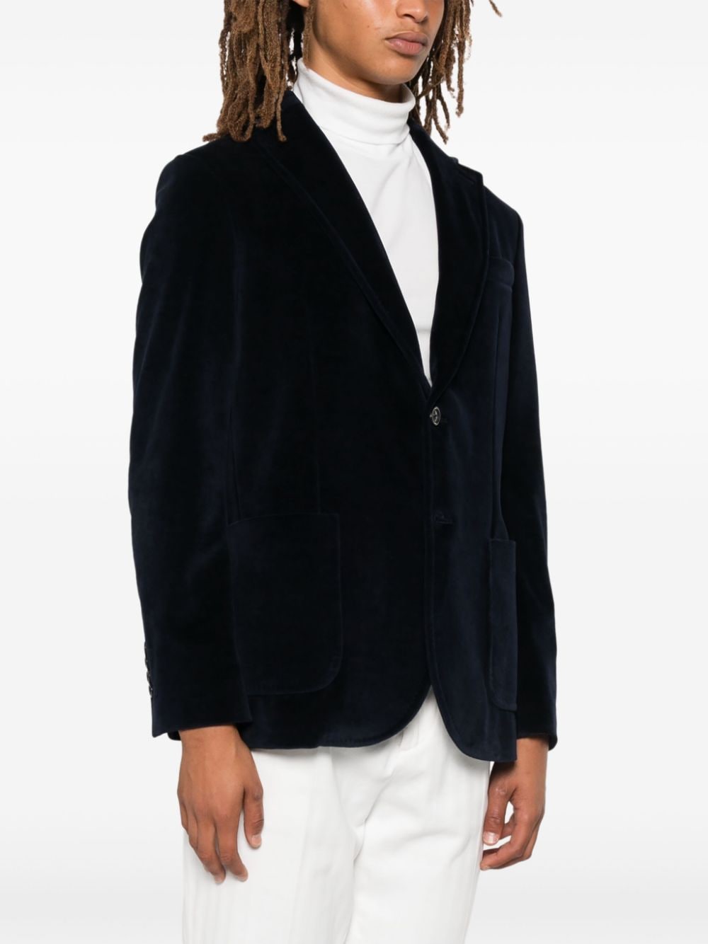 Shop Circolo 1901 Velour Blazer In Blue