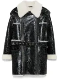 Manokhi crinkled leather coat - Blue