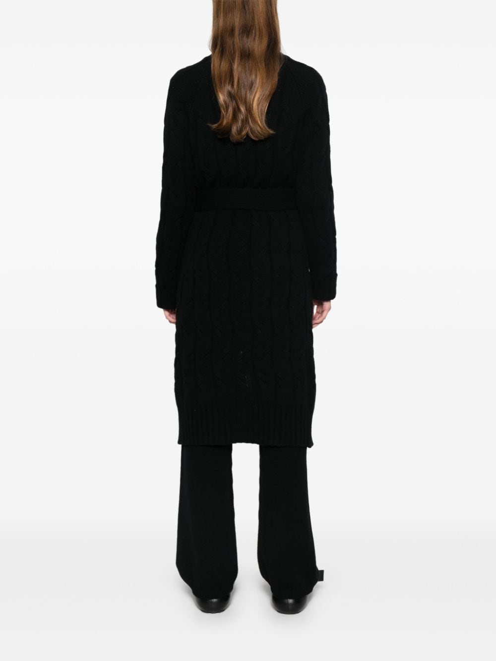 Shop Drumohr Cable-knit Cardi Coat In Black