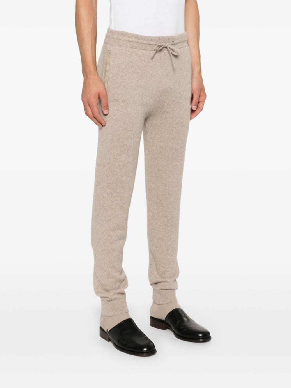 Shop Kiton Knitted Tapered Trousers In Neutrals