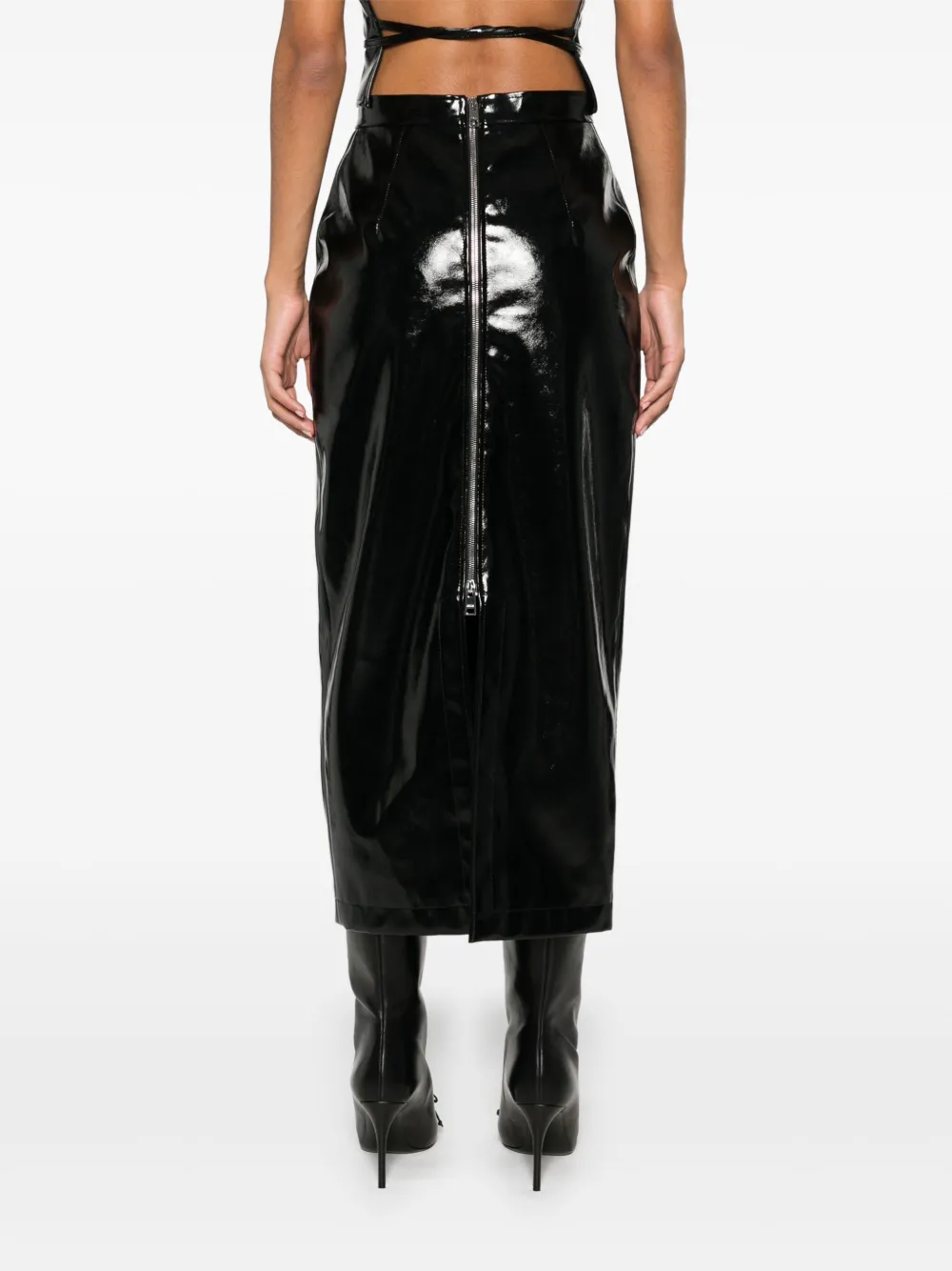MSGM Gelakte midi-rok Zwart