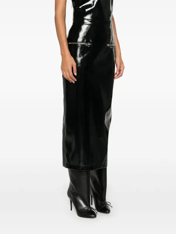 Msgm Patent Midi Women Skirt - Black