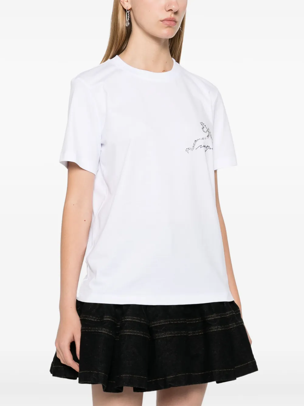 MSGM T-shirt met kristallen lint Wit