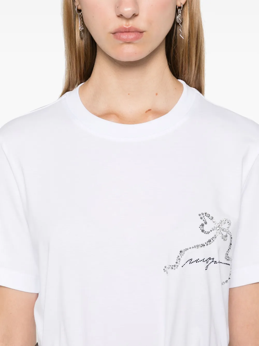 MSGM T-shirt met kristallen lint Wit