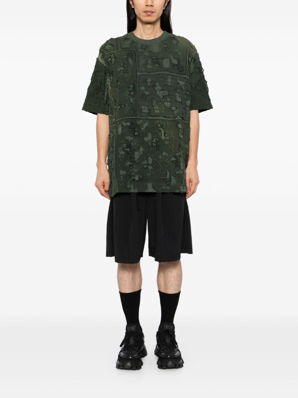 Shop Givenchy Frayed-effect T-shirt In Green