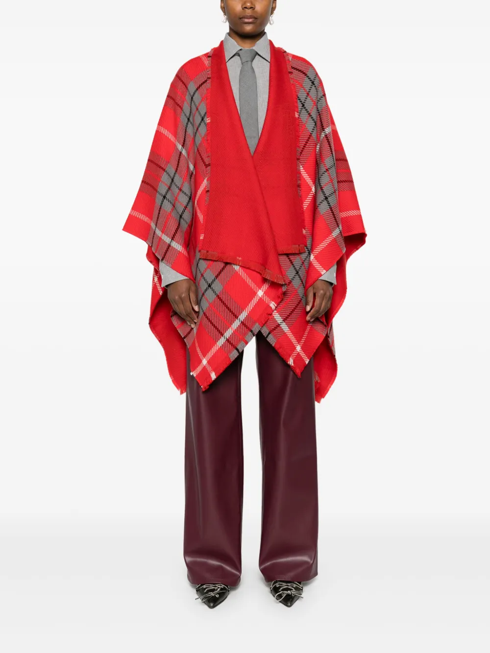 Vivienne Westwood Poncho met tartan ruit Rood