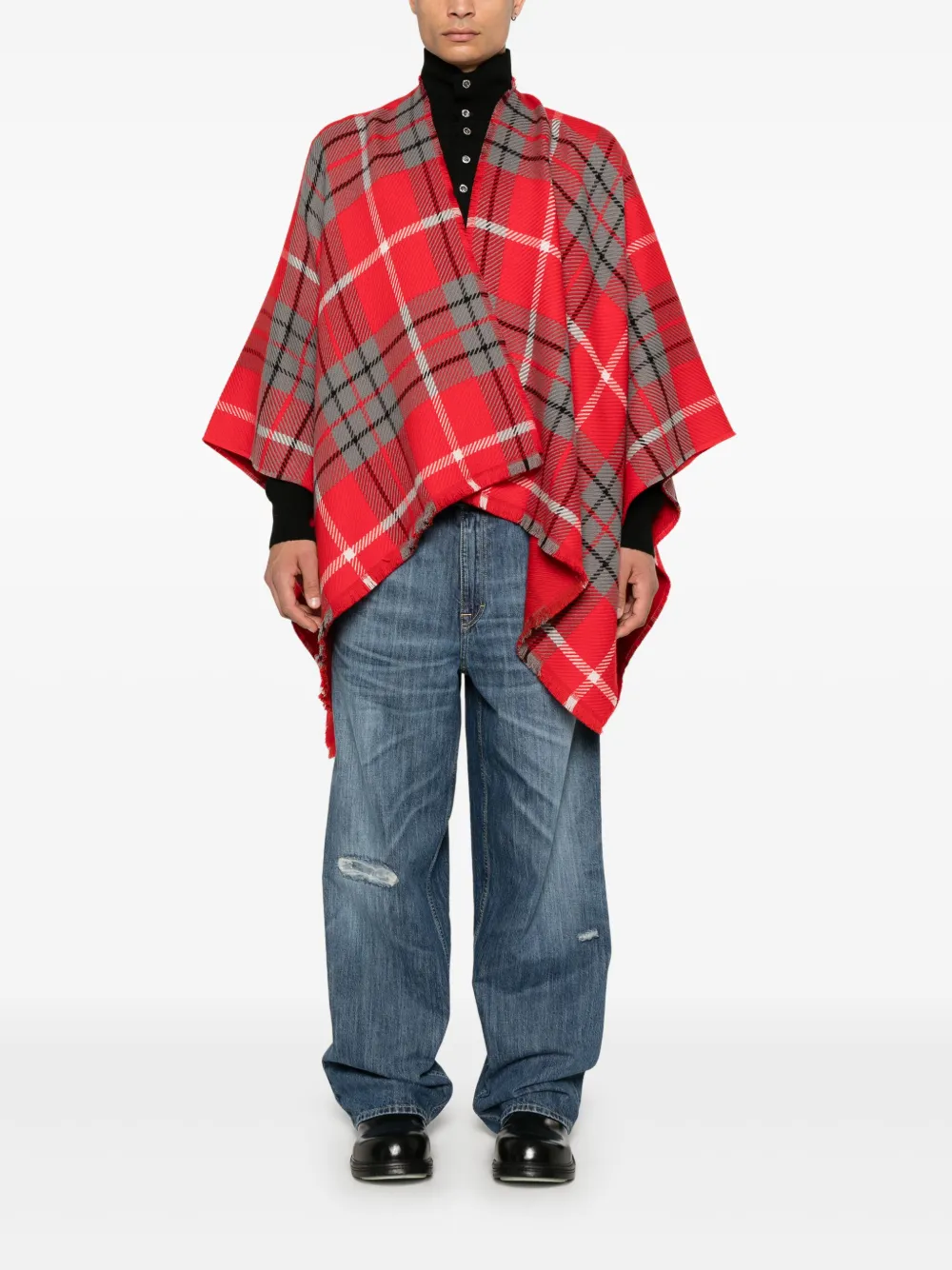 Vivienne Westwood Poncho met tartan ruit Rood