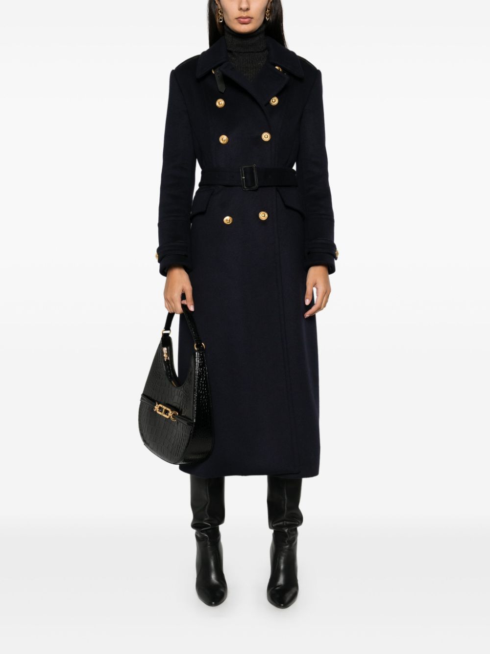 Shop Tom Ford Double-breasted Military Coat In 蓝色