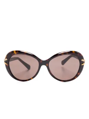Miu Miu Eyewear logo-lettering square-frame Sunglasses | Brown