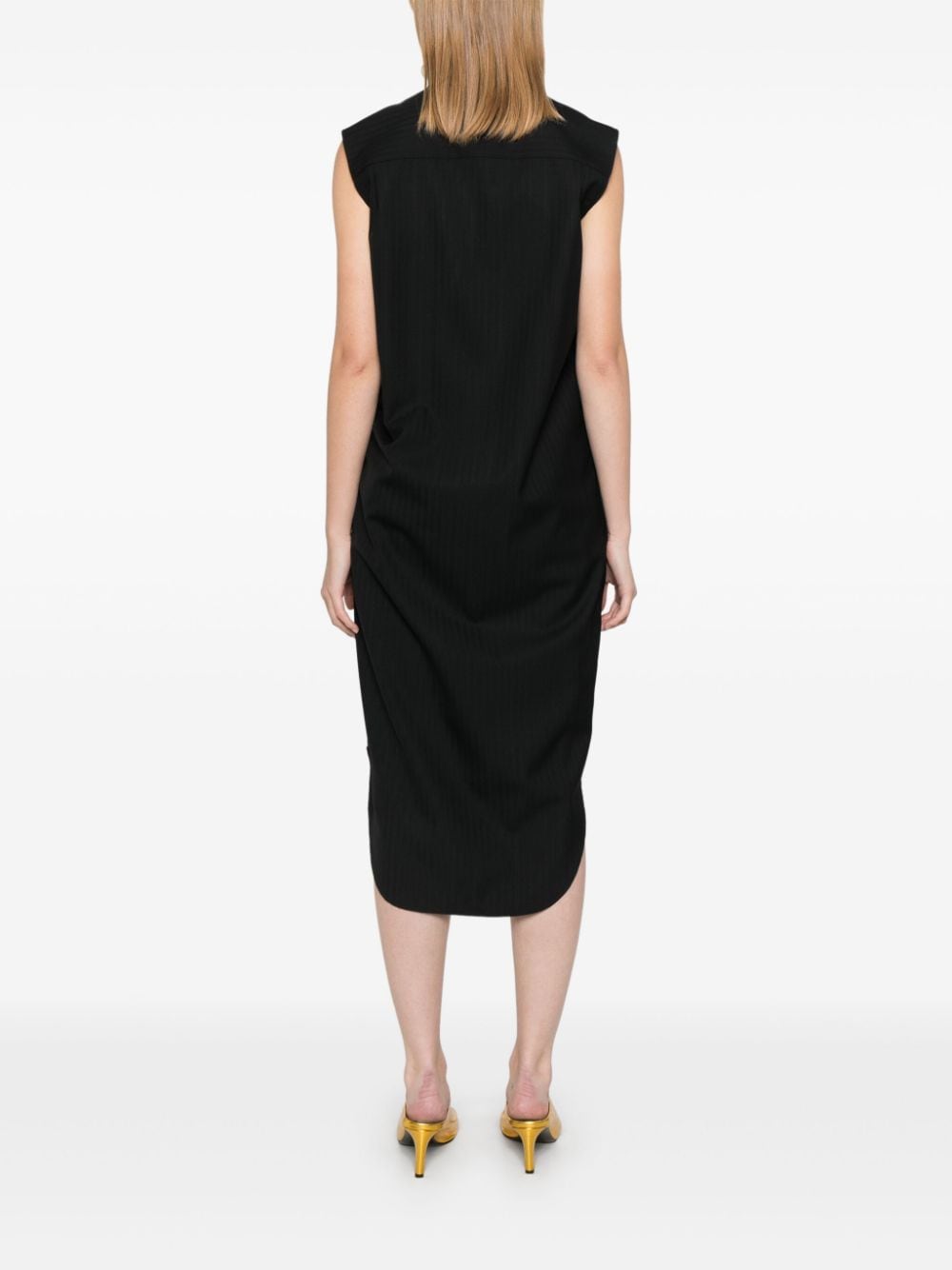 Shop Loewe Belted Midi Dress In Black