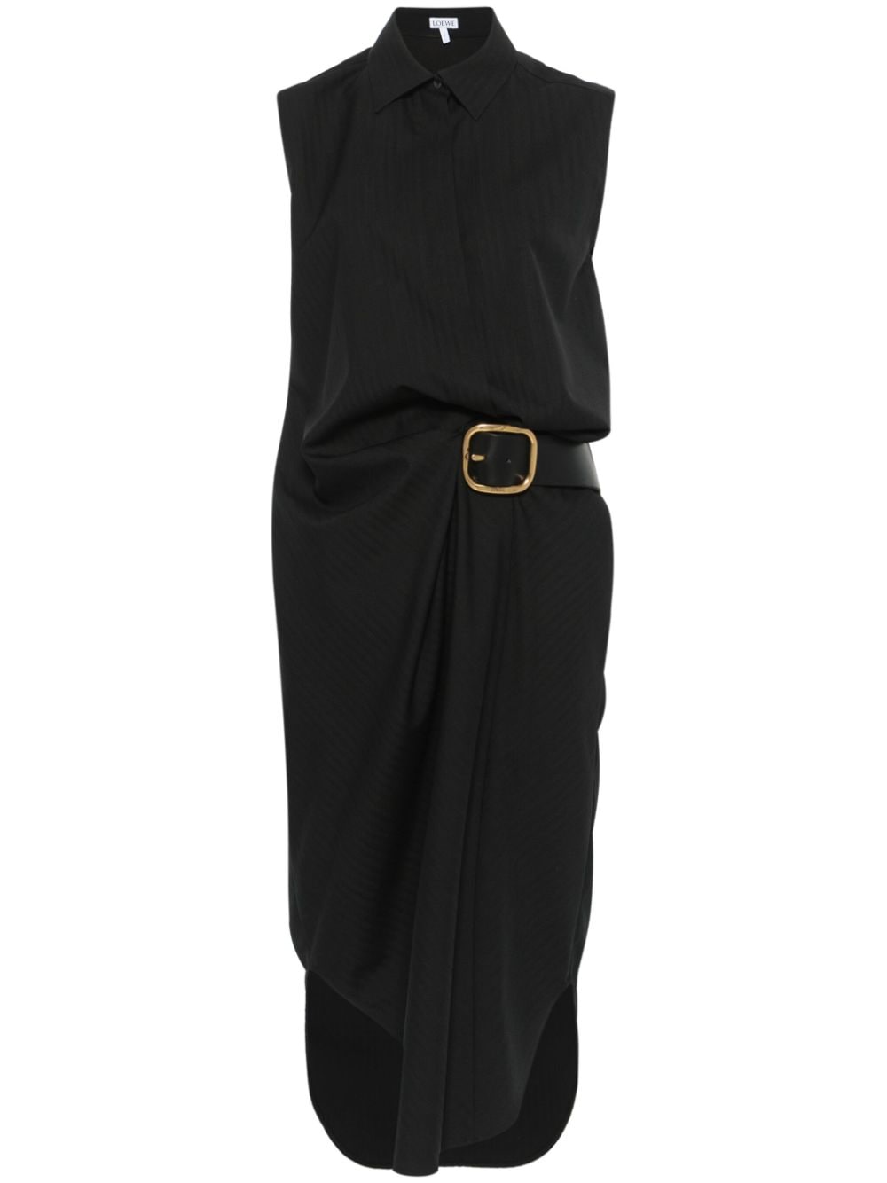 Shop Loewe Belted Midi Dress In Black