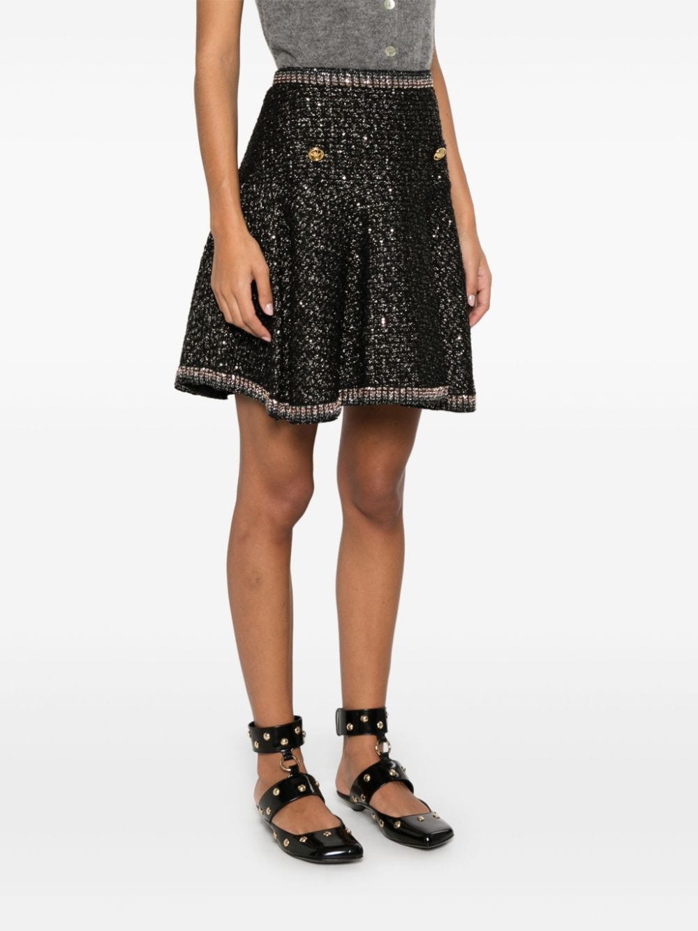 Shop Giambattista Valli Tweed Mini Skirt In Black