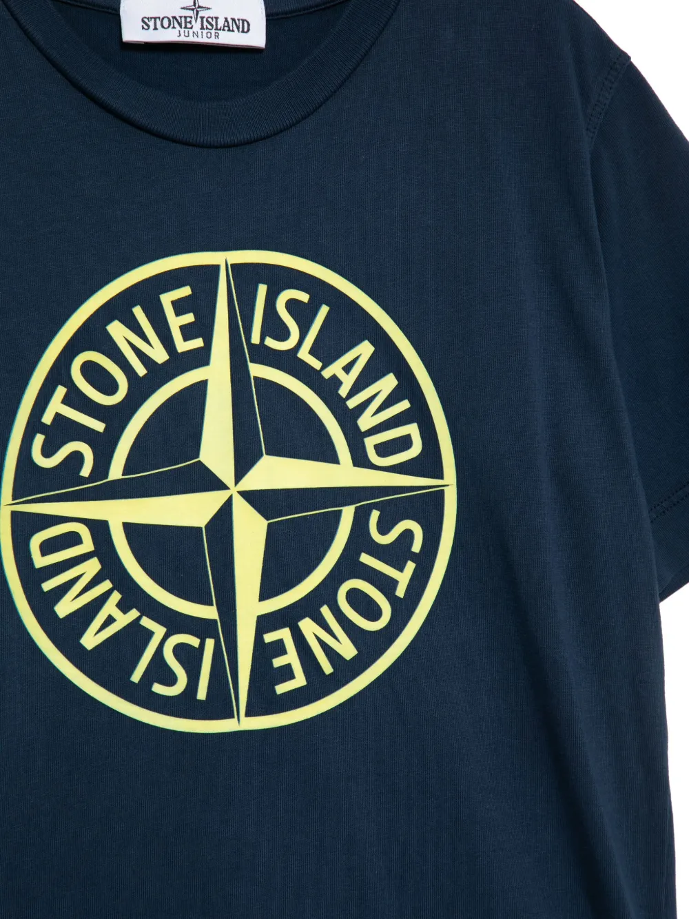 Stone Island Junior T-shirt met logoprint en korte mouwen Blauw