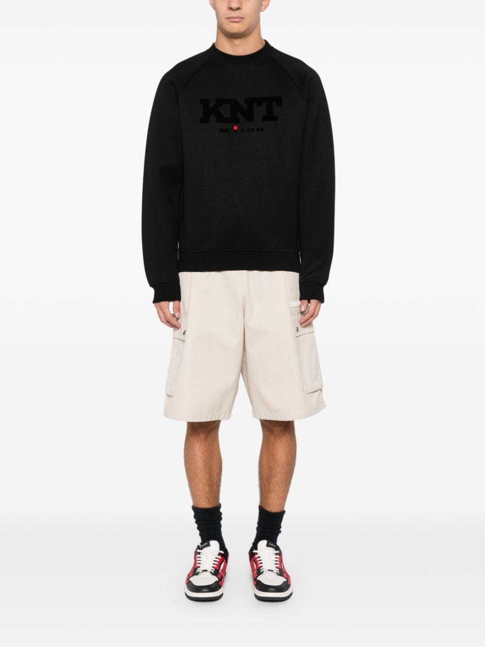 Kiton flocked-logo sweatshirt - Zwart