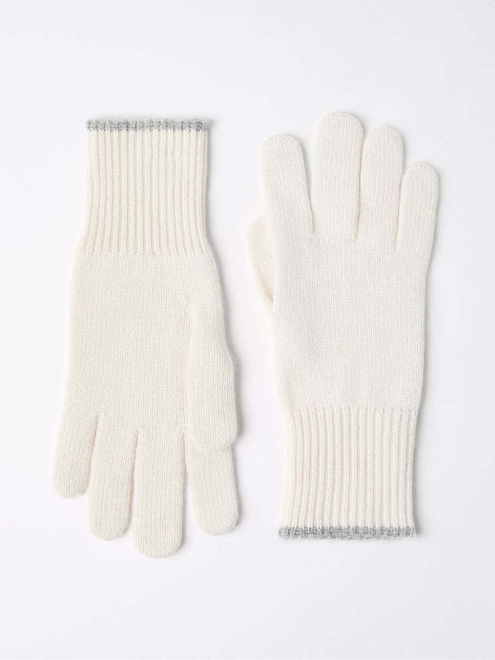 Shop Brunello Cucinelli Knit Gloves In Neutrals