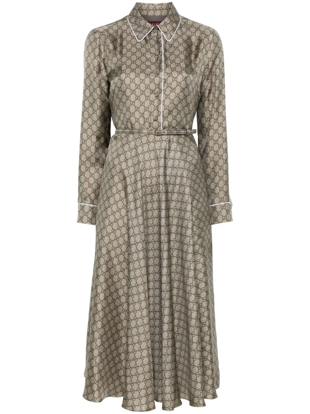 GUCCI GG SUPREME-PRINT SILK MIDI DRESS