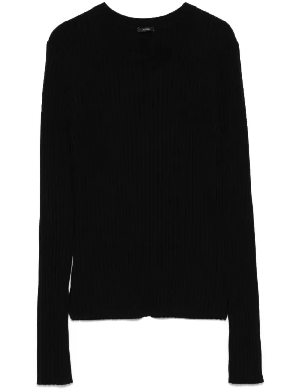 JOSEPH ribbed-knit crew-neck Sweater Black FARFETCH IN