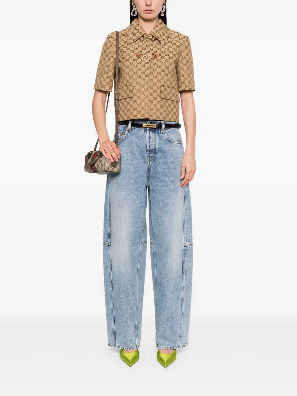Gucci GG Supreme jack met Horsebit-detail Beige